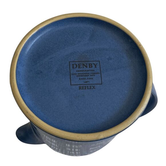 Vintage Denby Reflex Vintage Blue Square Design Stoneware Pitcher 32 oz Perfect! - Picture 6 of 7